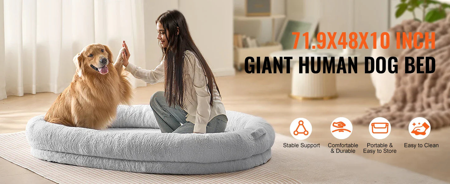 Human Dog Bed – Cozy Bedding with Washable Cover, Orthopedic Egg Foam