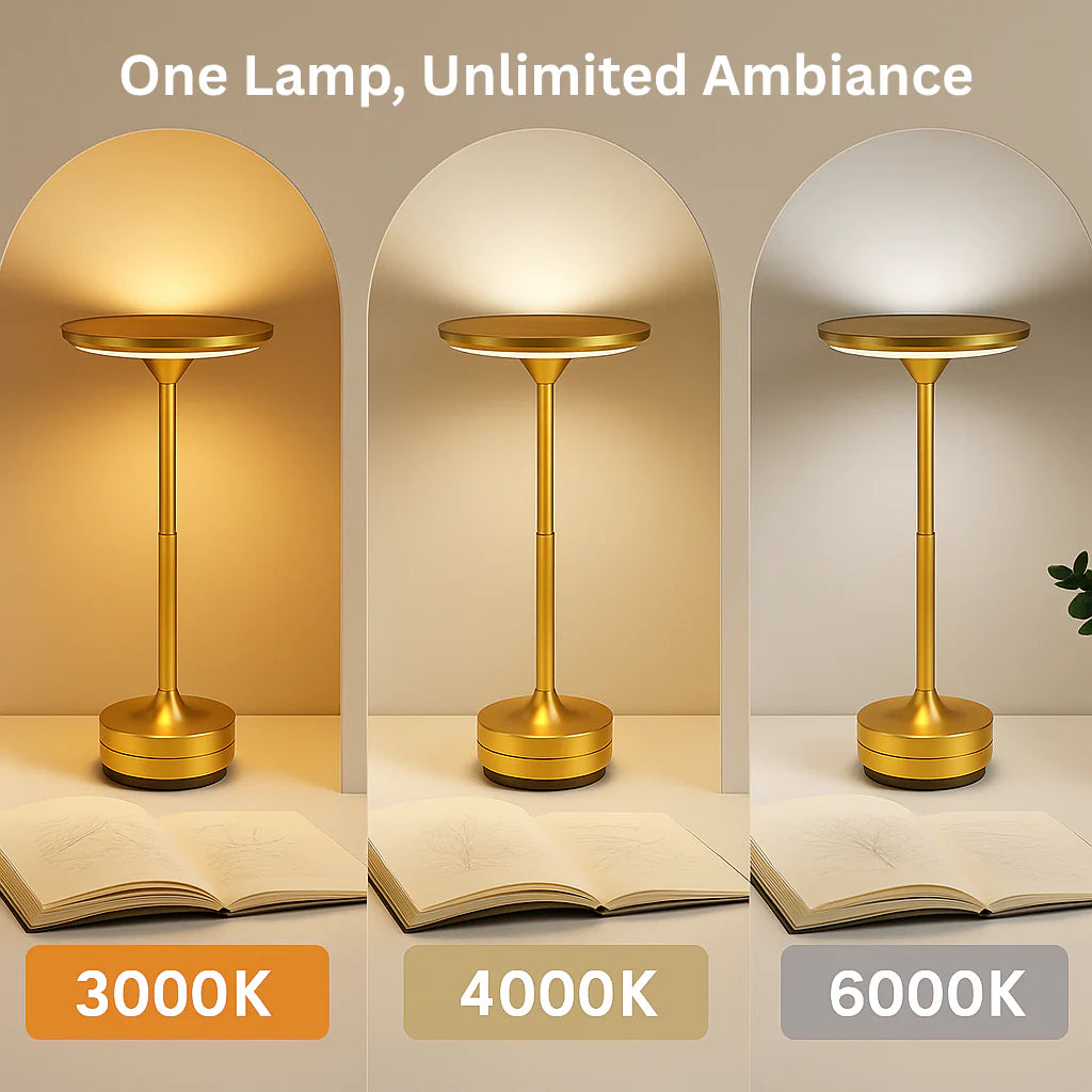 Portable 5000mAh Restaurant Desk Lamp Three-Color Stepless Dimming LED Desk Lamp with Memory Function