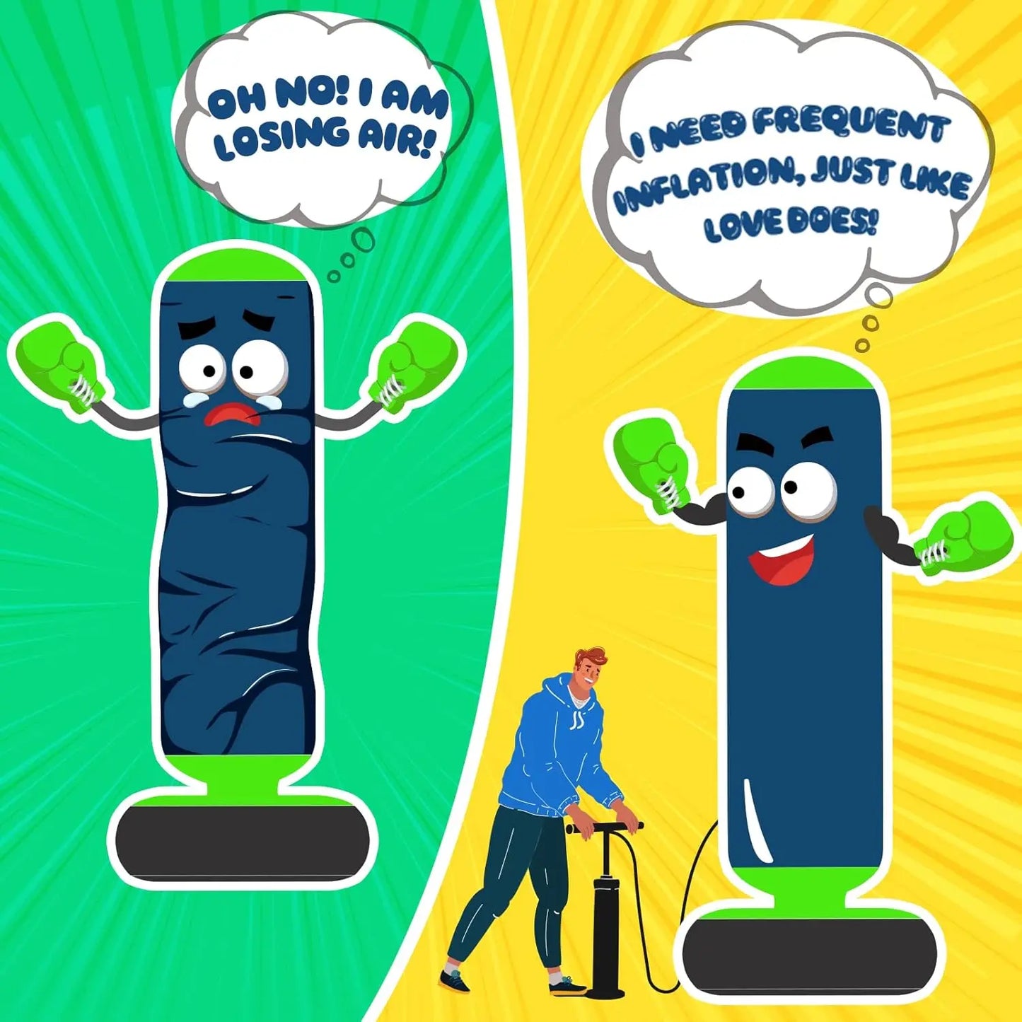 Children's Independent Inflatable Punching Bag Set (Includes Gloves and Air Pump) A safe stress-relieving exercise toy designed specifically for children aged 4 to 12 years.