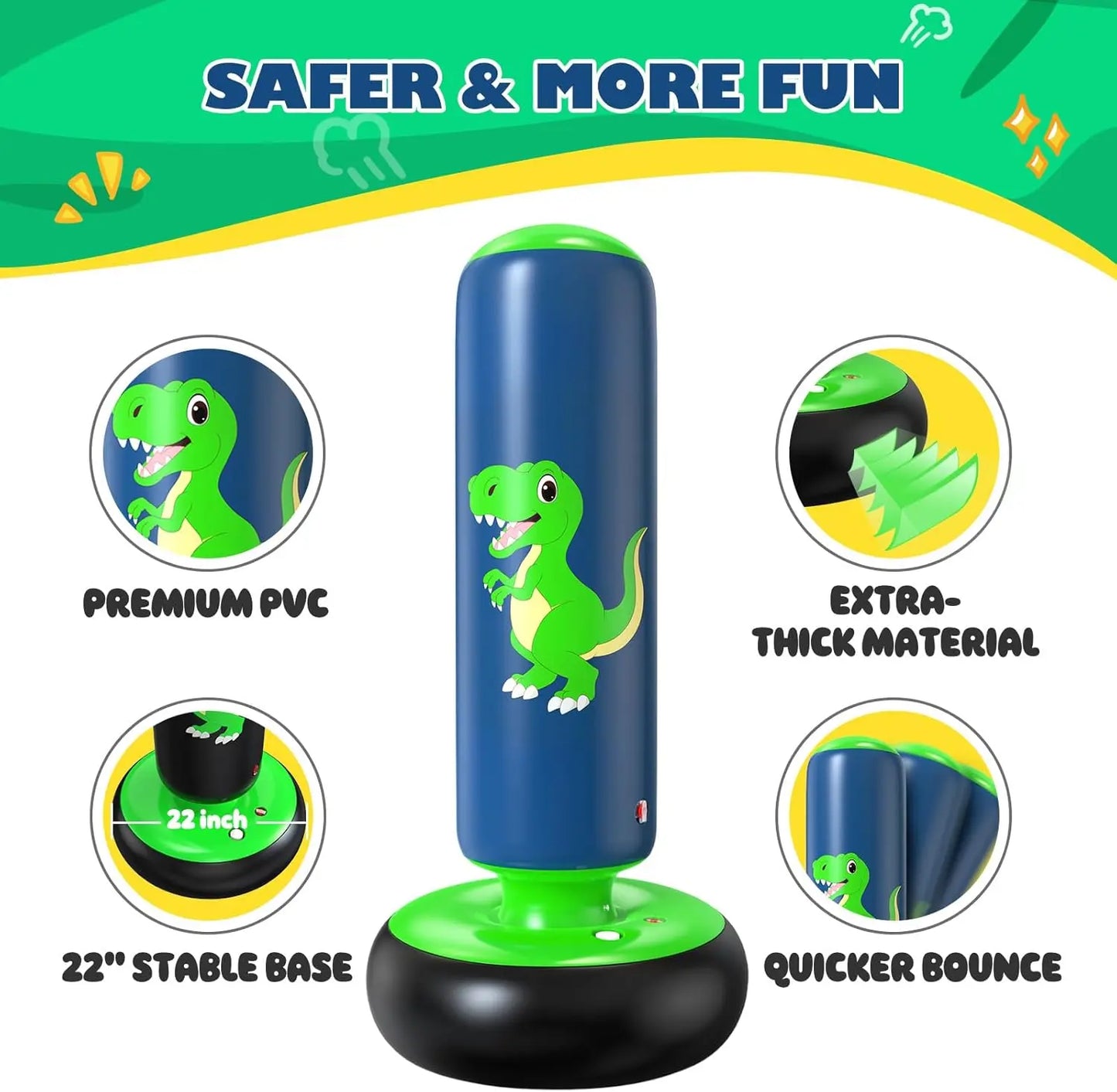 Children's Independent Inflatable Punching Bag Set (Includes Gloves and Air Pump) A safe stress-relieving exercise toy designed specifically for children aged 4 to 12 years.